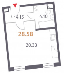 Однокомнатная квартира 28.58 м²